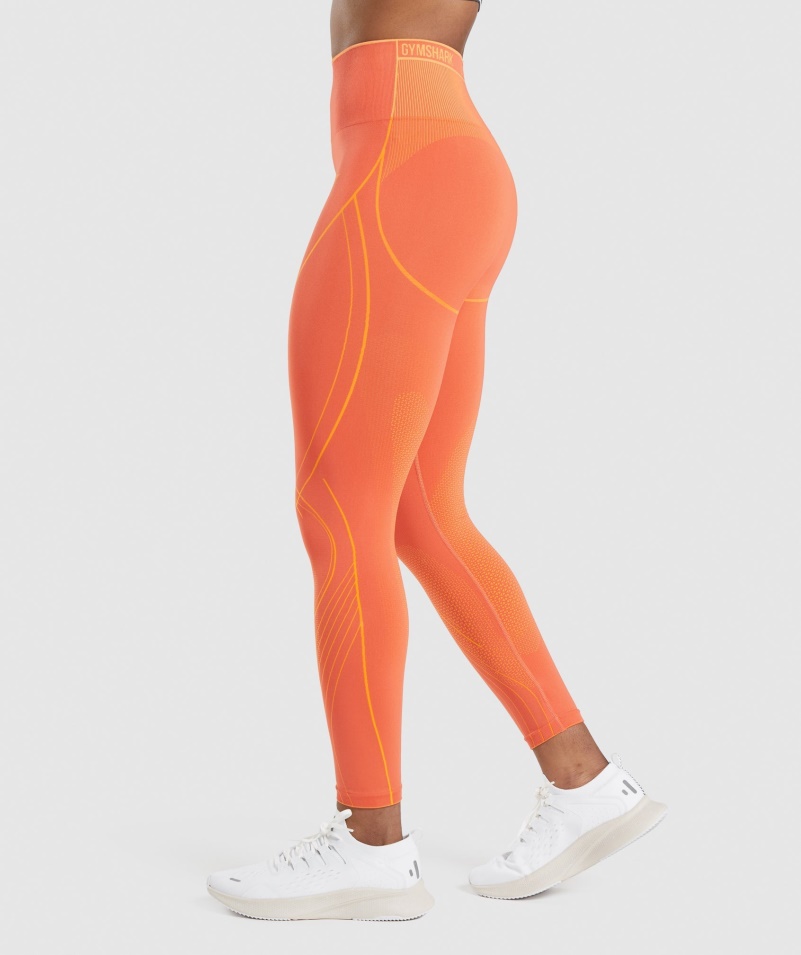 Gymshark Apex Bezšvové High Rise Legíny Papája Pomarančovo-marhuľová Oranžová