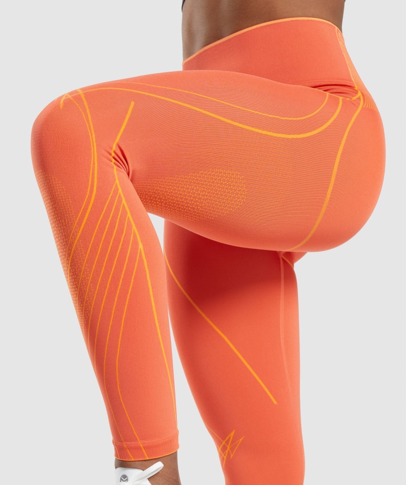 Gymshark Apex Bezšvové High Rise Legíny Papája Pomarančovo-marhuľová Oranžová