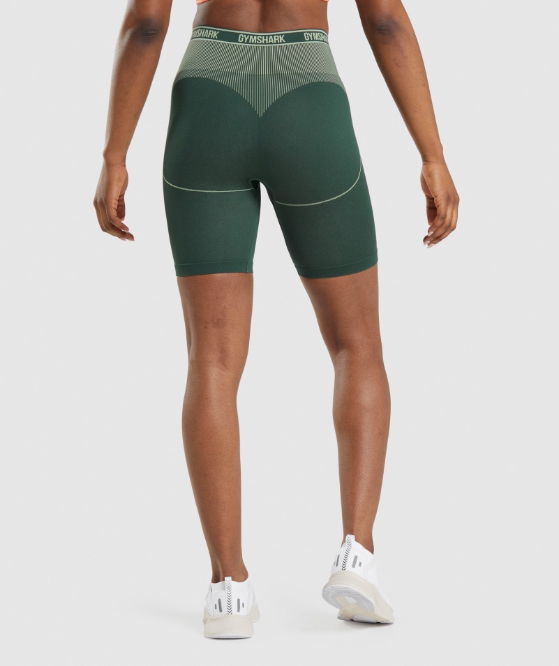 Gymshark Vrchol Bezšvový Výškový Krátky Obsidián Zeleno-uhorkový Zelený