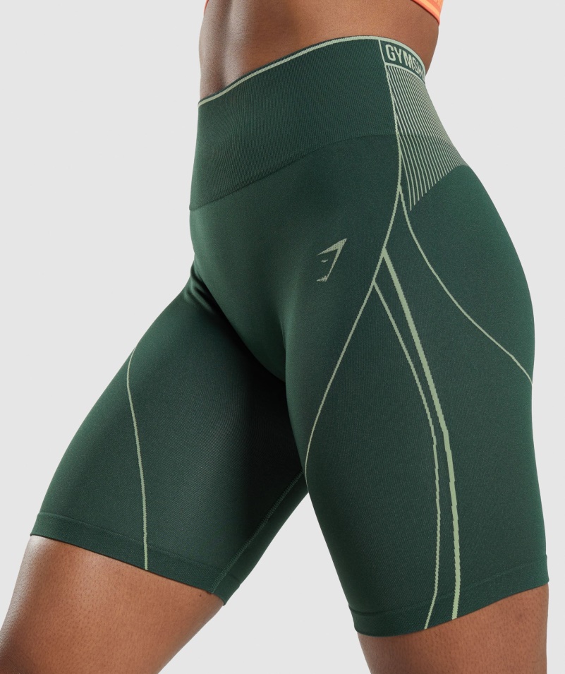 Gymshark Vrchol Bezšvový Výškový Krátky Obsidián Zeleno-uhorkový Zelený