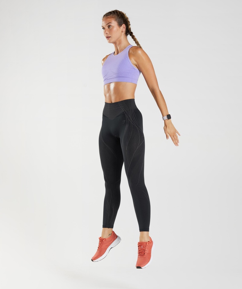 Gymshark Apex Bezšvové Legíny čierno-onyxovo šedé