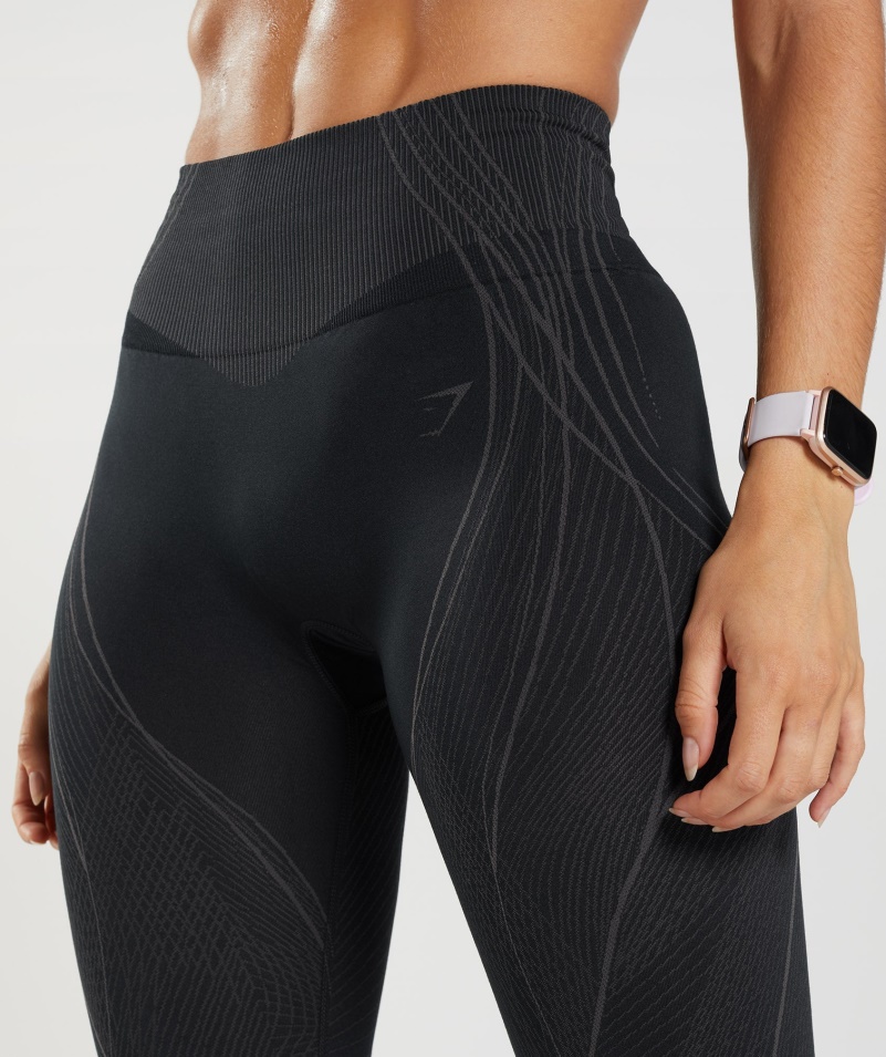 Gymshark Apex Bezšvové Legíny čierno-onyxovo šedé