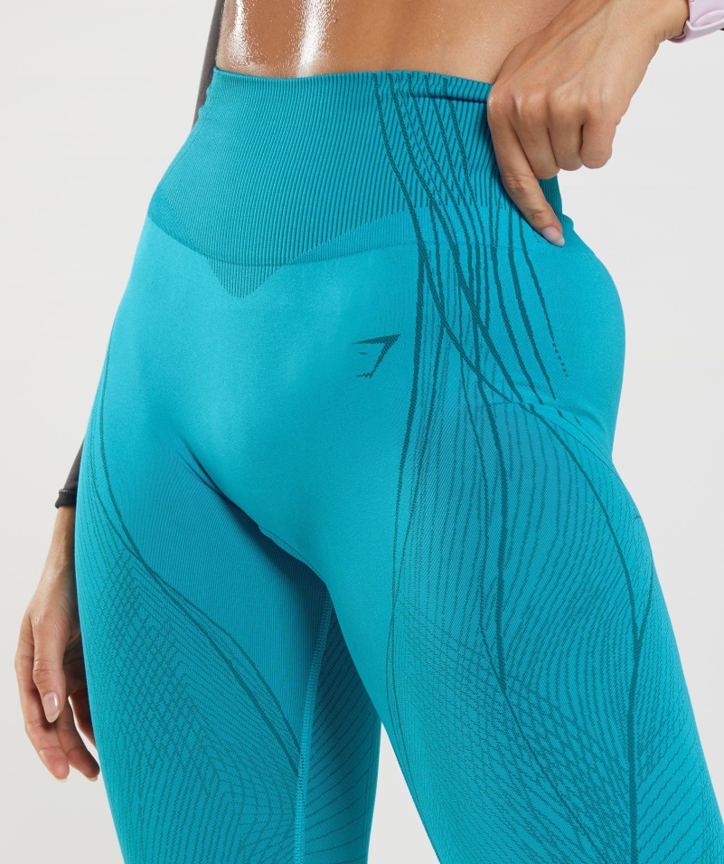 Gymshark Apex Bezšvové Legíny Shark Blue-atlantic Blue