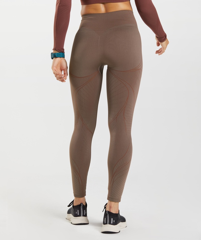 Gymshark Apex Bezšvové Legíny Hľuzovková Hnedo-čerešňová Hnedá