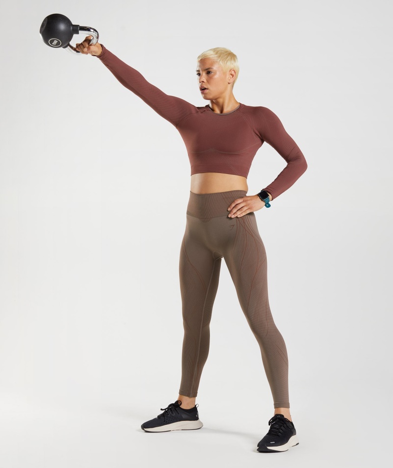 Gymshark Apex Bezšvové Legíny Hľuzovková Hnedo-čerešňová Hnedá