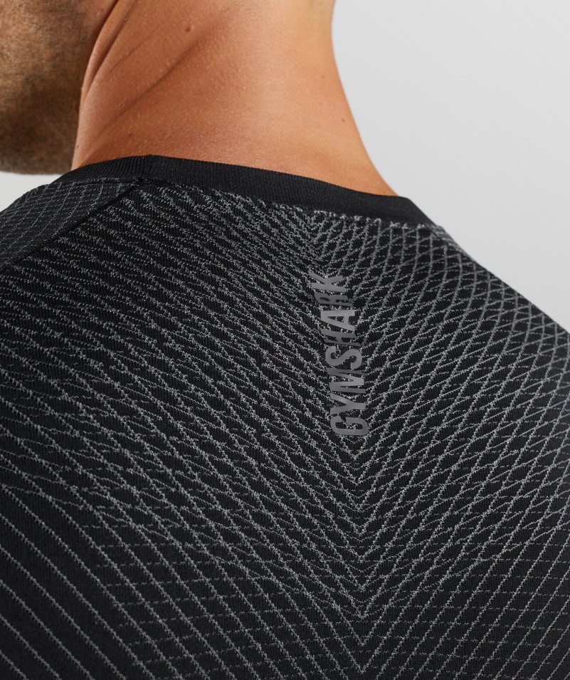 Gymshark Apex Bezšvové Tričko S Dlhým Rukávom čierno-silueta šedá
