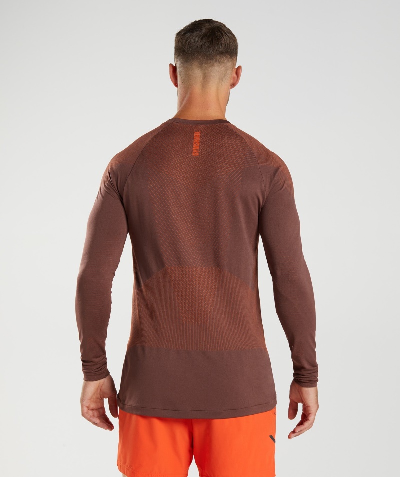 Gymshark Apex Bezšvové Tričko S Dlhým Rukávom čerešňovo Hnedo-paprikovo červené