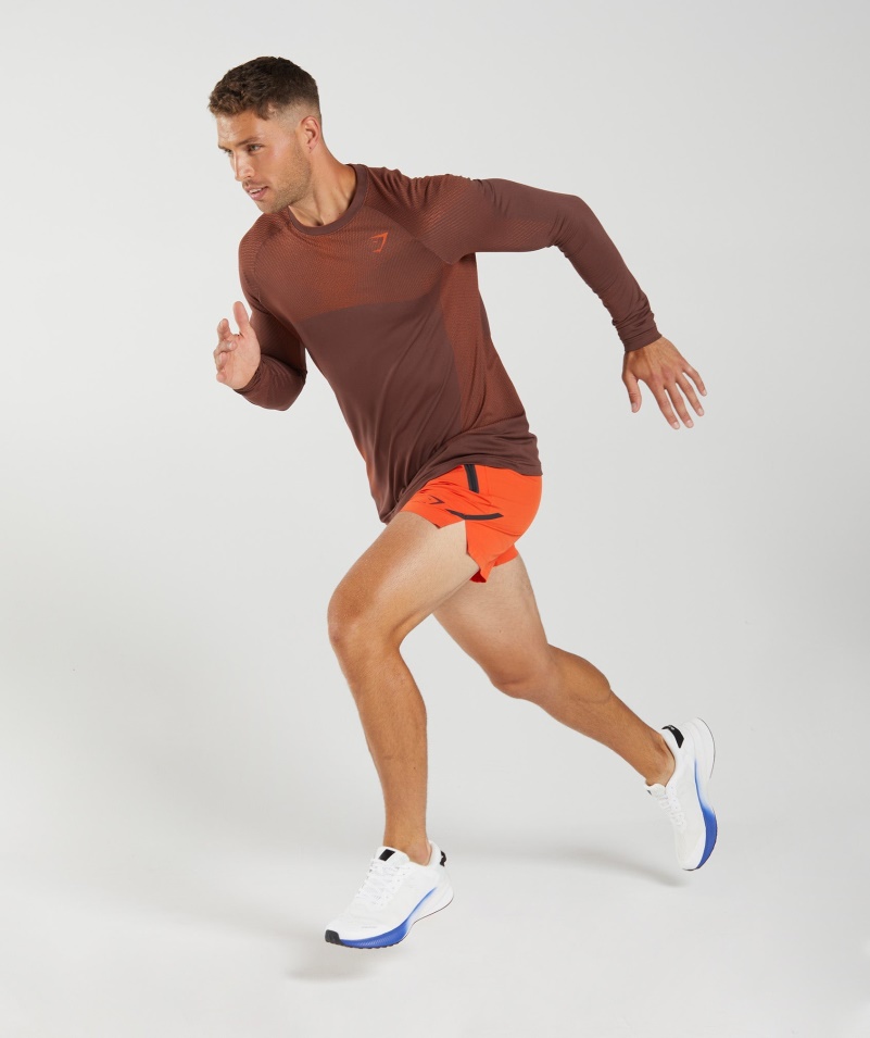 Gymshark Apex Bezšvové Tričko S Dlhým Rukávom čerešňovo Hnedo-paprikovo červené