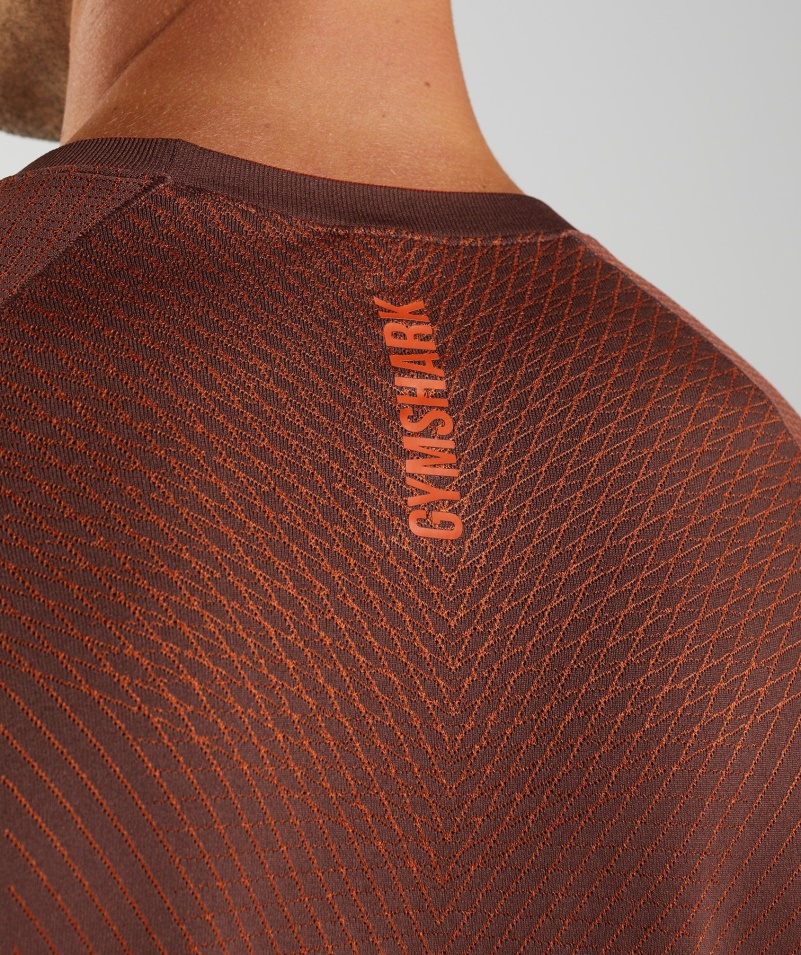 Gymshark Apex Bezšvové Tričko S Dlhým Rukávom čerešňovo Hnedo-paprikovo červené