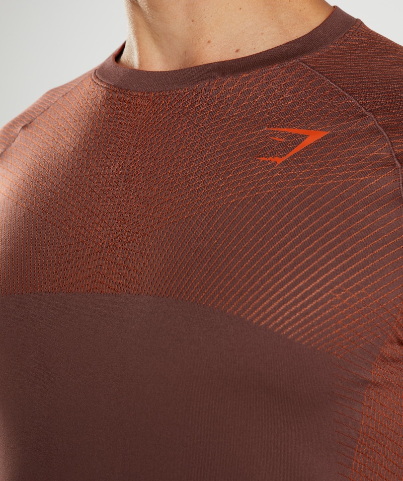 Gymshark Apex Bezšvové Tričko S Dlhým Rukávom čerešňovo Hnedo-paprikovo červené