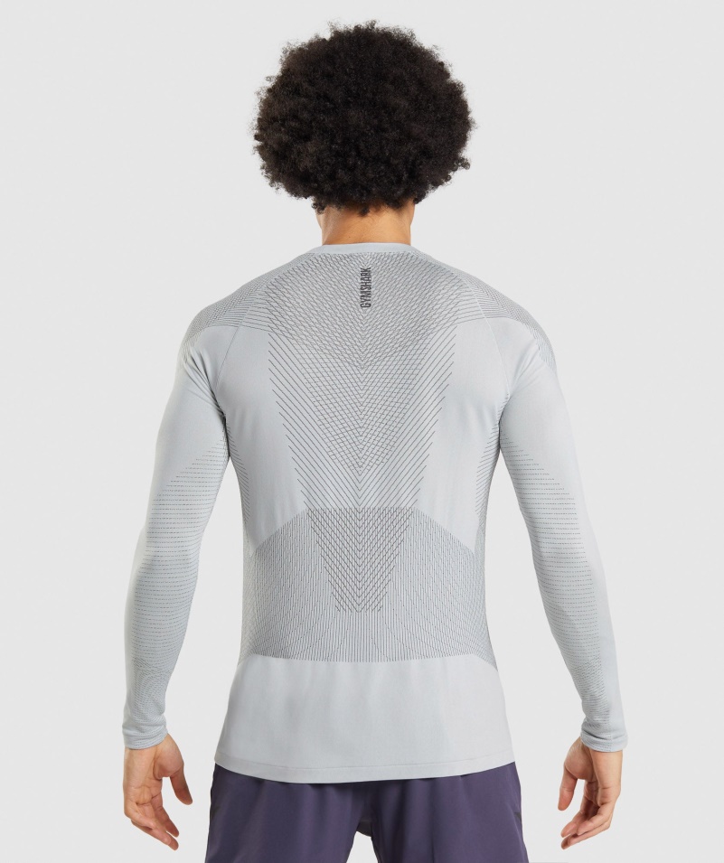 Gymshark Apex Bezšvové Tričko S Dlhým Rukávom Svetlošedá-onyx Sivá
