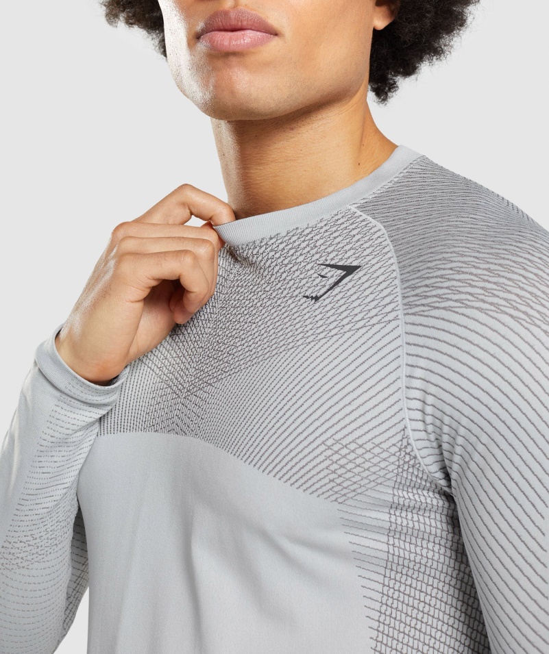 Gymshark Apex Bezšvové Tričko S Dlhým Rukávom Svetlošedá-onyx Sivá