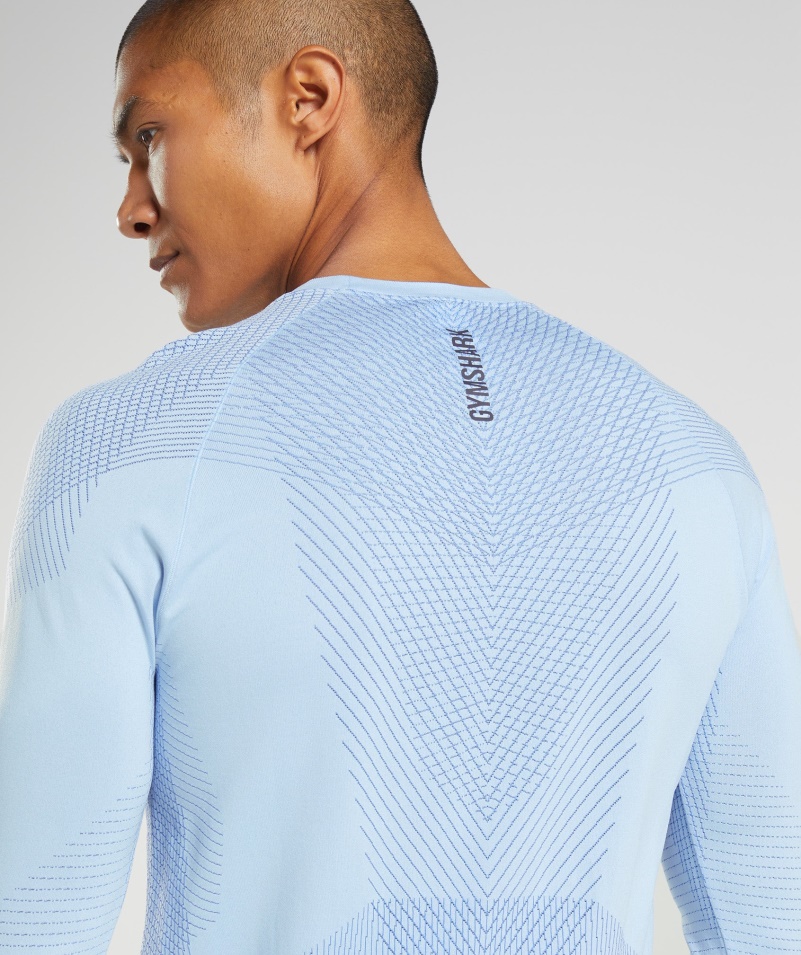 Gymshark Apex Bezšvové Tričko S Dlhým Rukávom ľanové Modro-kurtové Modré