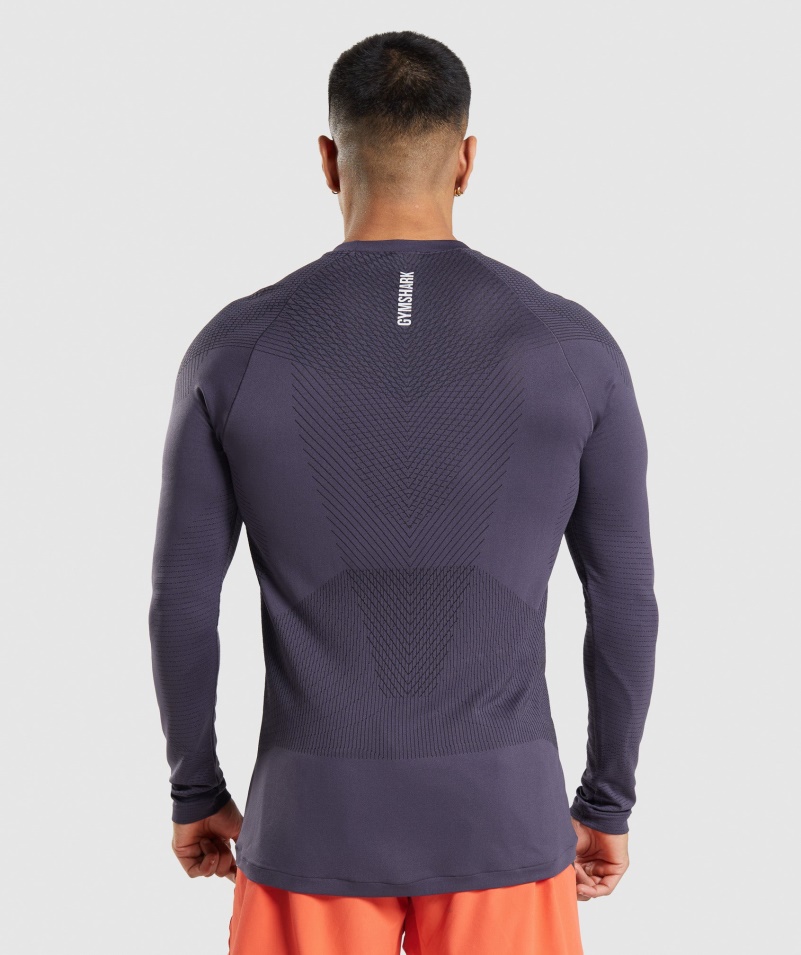 Gymshark Apex Bezšvové Tričko S Dlhým Rukávom Sýto Fialovo-čierne
