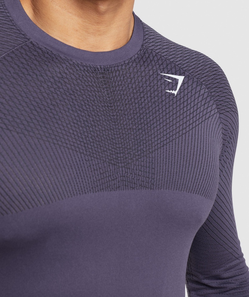 Gymshark Apex Bezšvové Tričko S Dlhým Rukávom Sýto Fialovo-čierne