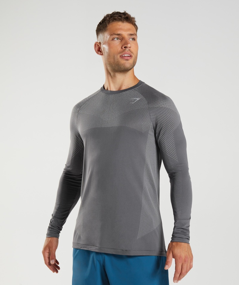 Gymshark Apex Bezšvové Tričko S Dlhým Rukávom Silueta šedo-dymová šedá