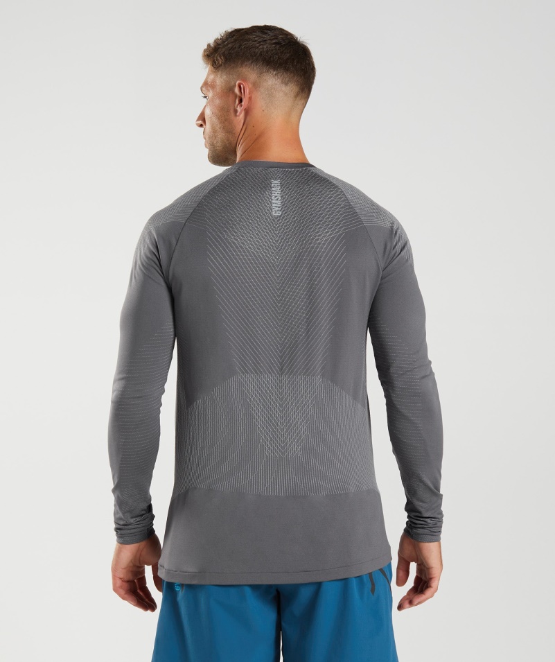 Gymshark Apex Bezšvové Tričko S Dlhým Rukávom Silueta šedo-dymová šedá