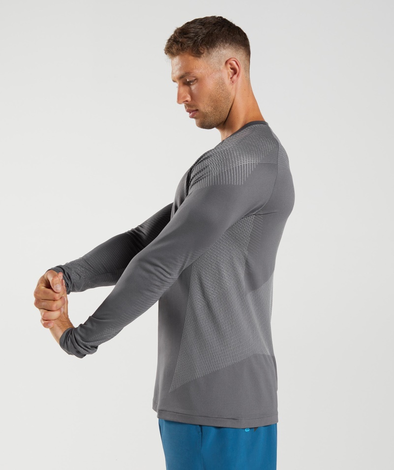Gymshark Apex Bezšvové Tričko S Dlhým Rukávom Silueta šedo-dymová šedá
