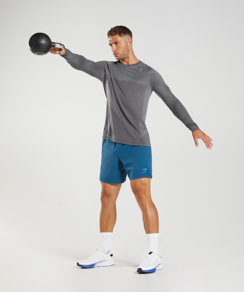Gymshark Apex Bezšvové Tričko S Dlhým Rukávom Silueta šedo-dymová šedá