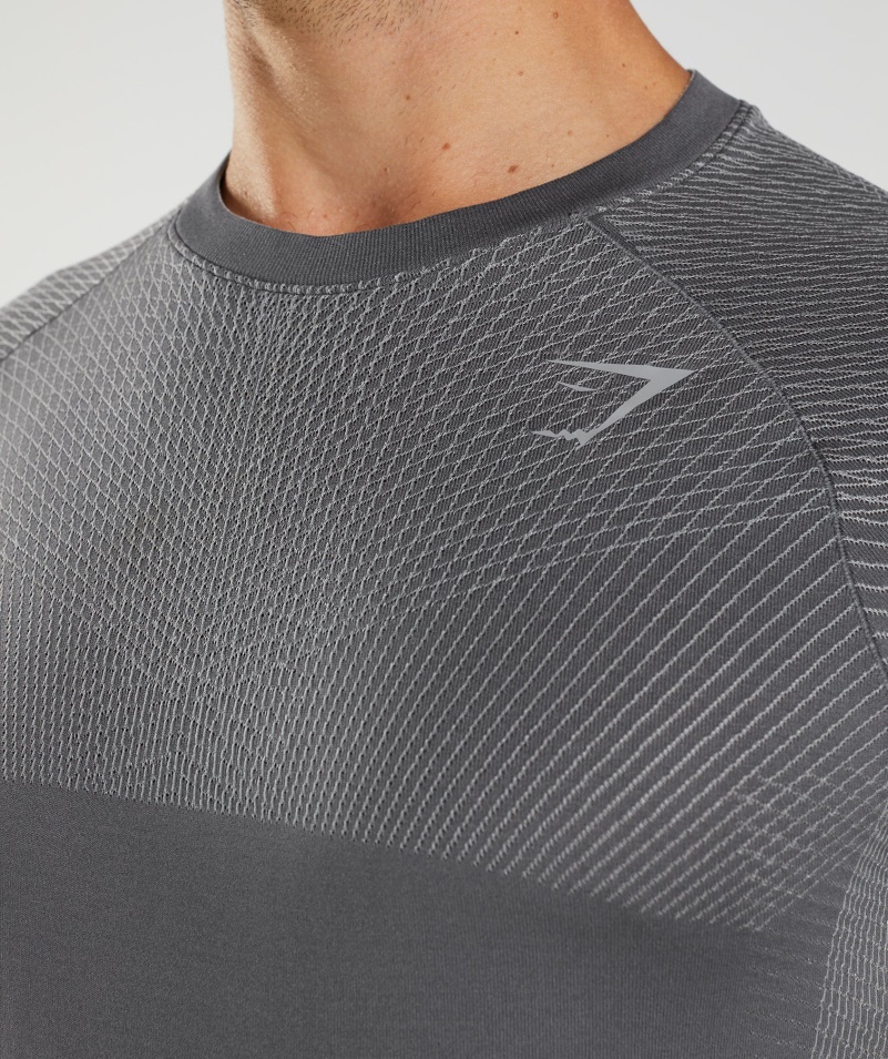 Gymshark Apex Bezšvové Tričko S Dlhým Rukávom Silueta šedo-dymová šedá