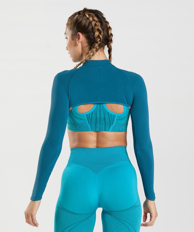 Gymshark Apex Bezšvové Pokrčenie Plecami Atlantic Blue-shark Blue