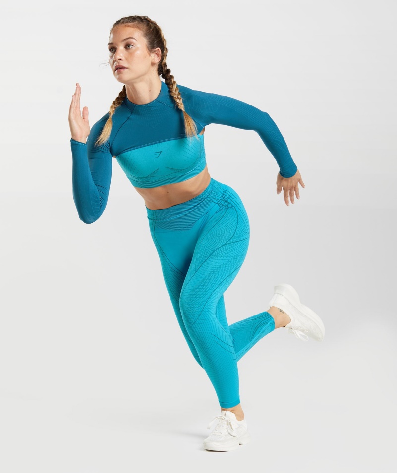 Gymshark Apex Bezšvové Pokrčenie Plecami Atlantic Blue-shark Blue