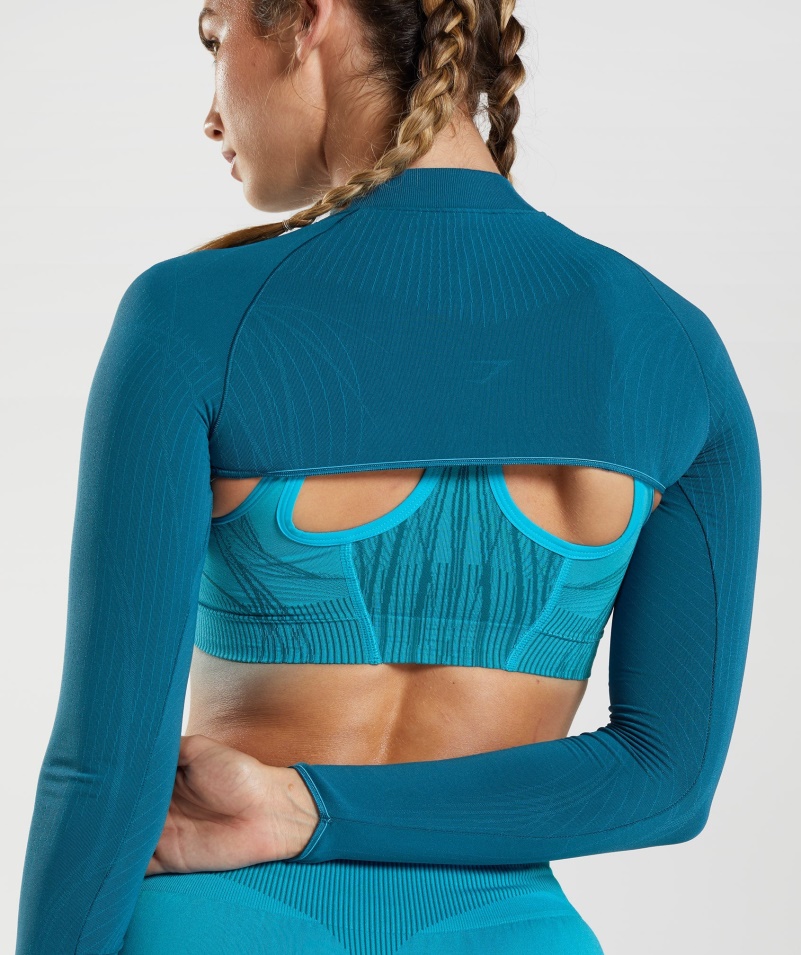 Gymshark Apex Bezšvové Pokrčenie Plecami Atlantic Blue-shark Blue