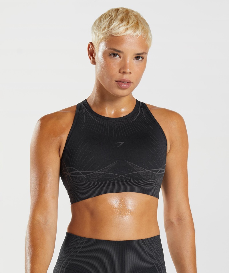 Gymshark Apex Bezšvová športová Podprsenka čierno-onyx Sivá