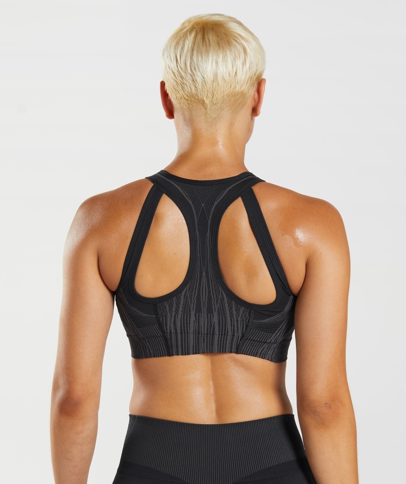 Gymshark Apex Bezšvová športová Podprsenka čierno-onyx Sivá
