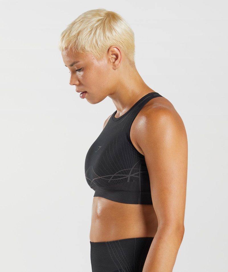 Gymshark Apex Bezšvová športová Podprsenka čierno-onyx Sivá