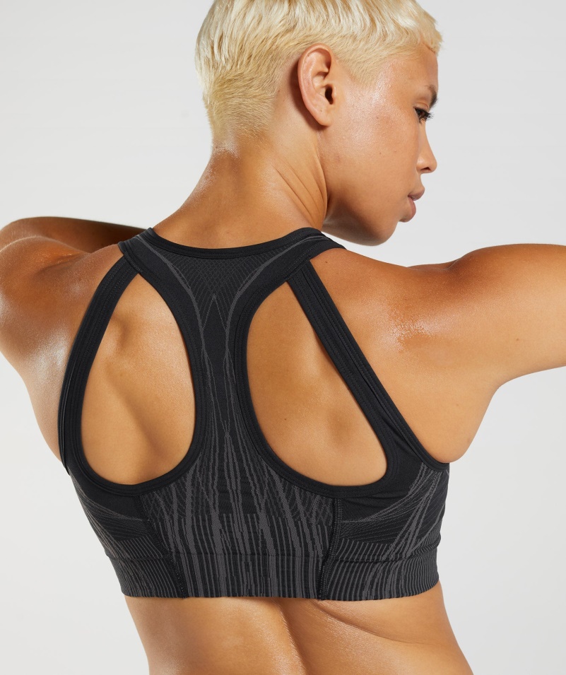 Gymshark Apex Bezšvová športová Podprsenka čierno-onyx Sivá