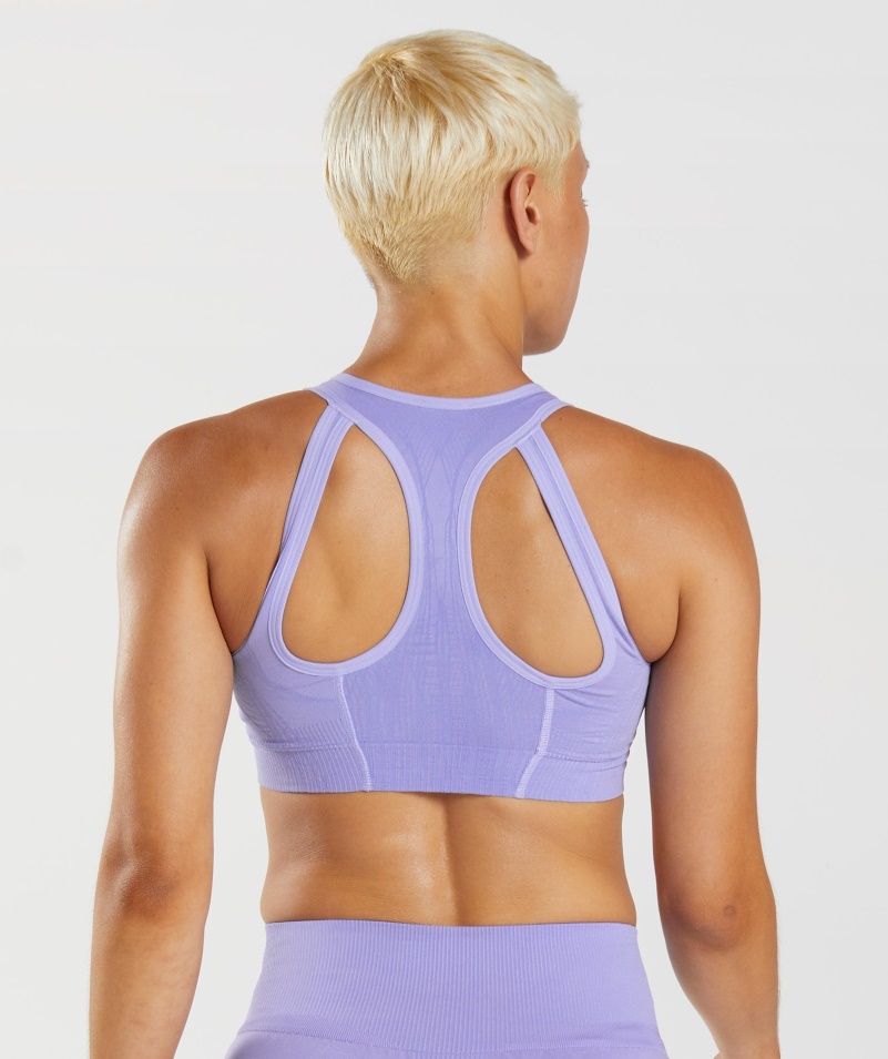 Gymshark Apex Bezšvová športová Podprsenka Digitálna Fialovo-poprášená Fialová