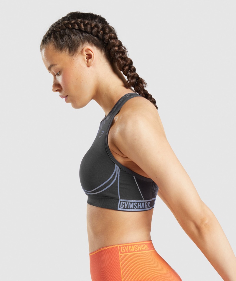 Gymshark Apex Bezšvová športová Podprsenka ónyx šedo-levanduľová Modrá