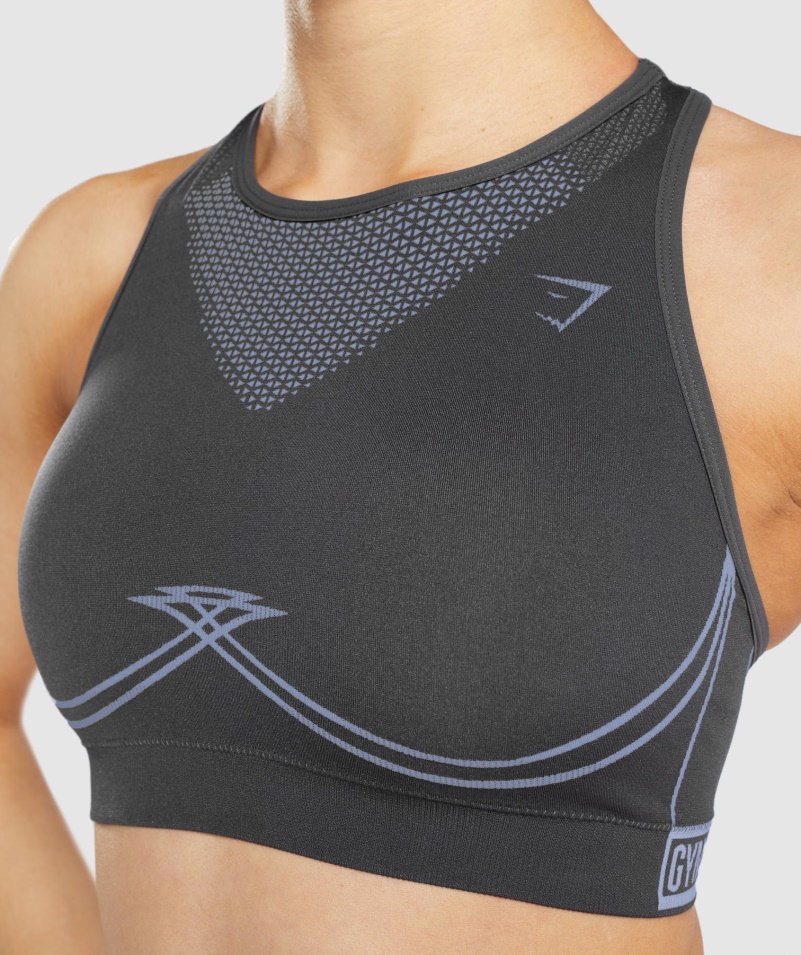 Gymshark Apex Bezšvová športová Podprsenka ónyx šedo-levanduľová Modrá