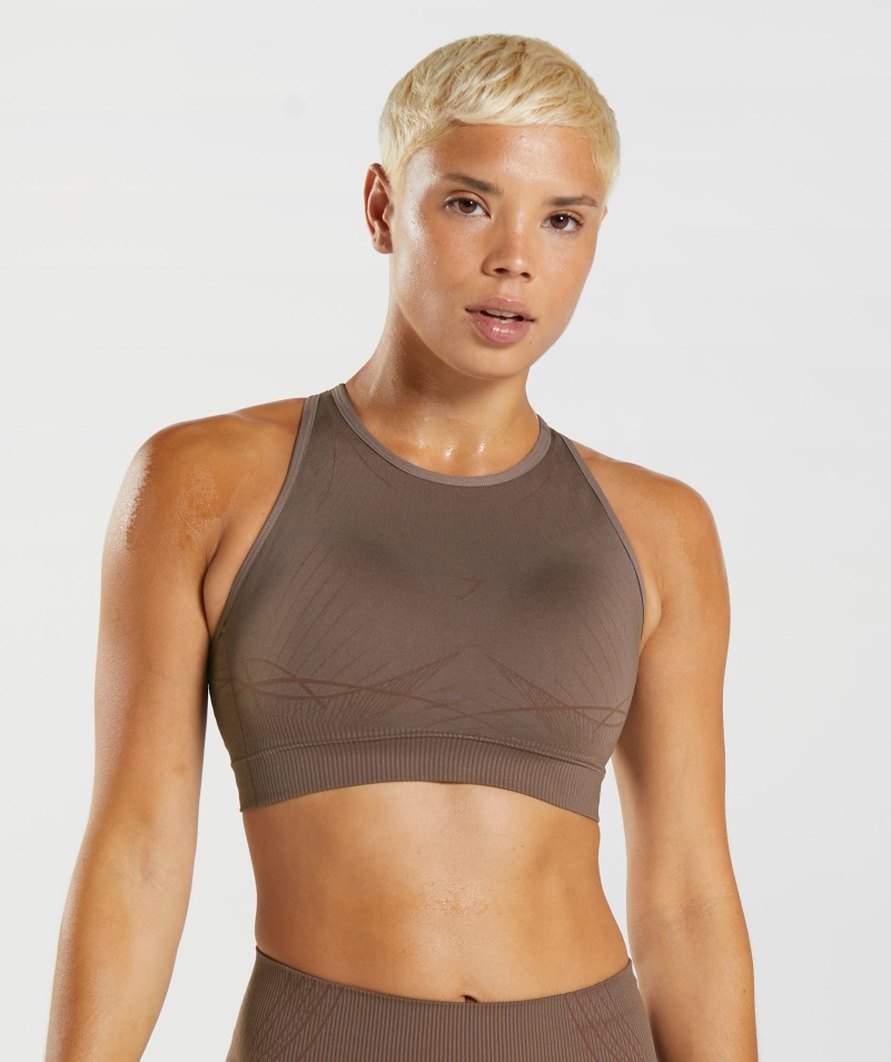Gymshark Apex Bezšvová športová Podprsenka Hľuzovková Hnedo-čerešňová Hnedá