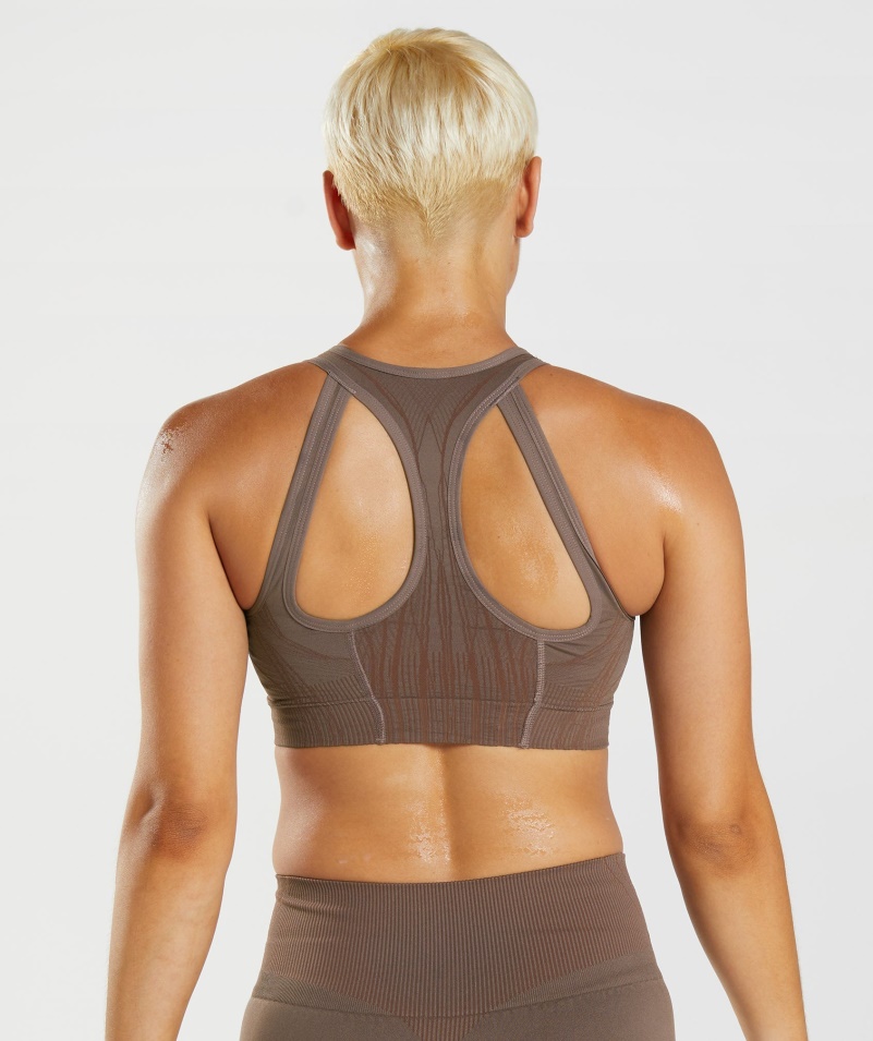 Gymshark Apex Bezšvová športová Podprsenka Hľuzovková Hnedo-čerešňová Hnedá