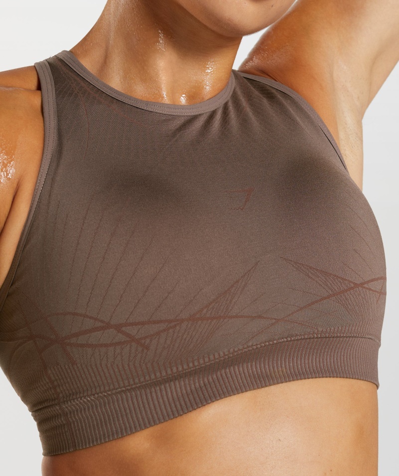 Gymshark Apex Bezšvová športová Podprsenka Hľuzovková Hnedo-čerešňová Hnedá