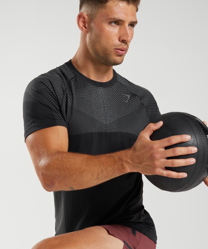Gymshark Apex Bezšvové Tričko čierno-silueta šedá