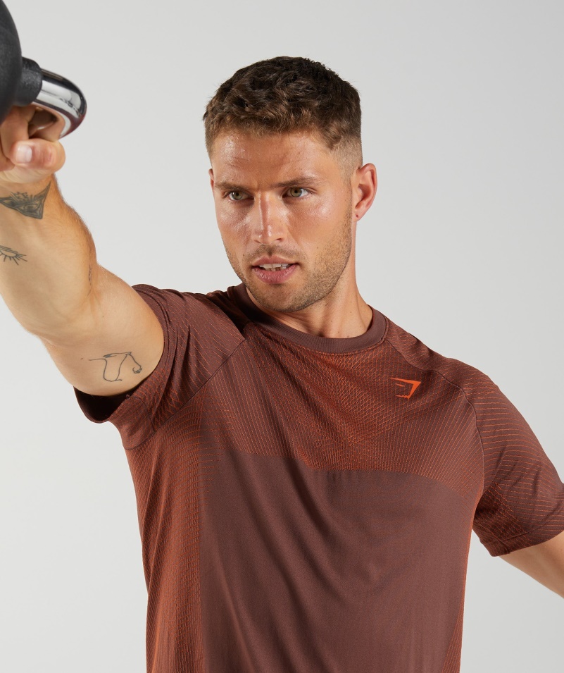 Gymshark Apex Bezšvové Tričko čerešňovo Hnedo-paprikovo červené