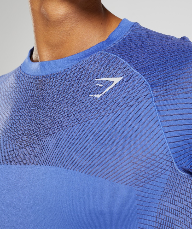 Gymshark Apex Bezšvové Tričko Kurt Modro-onyx Sivá
