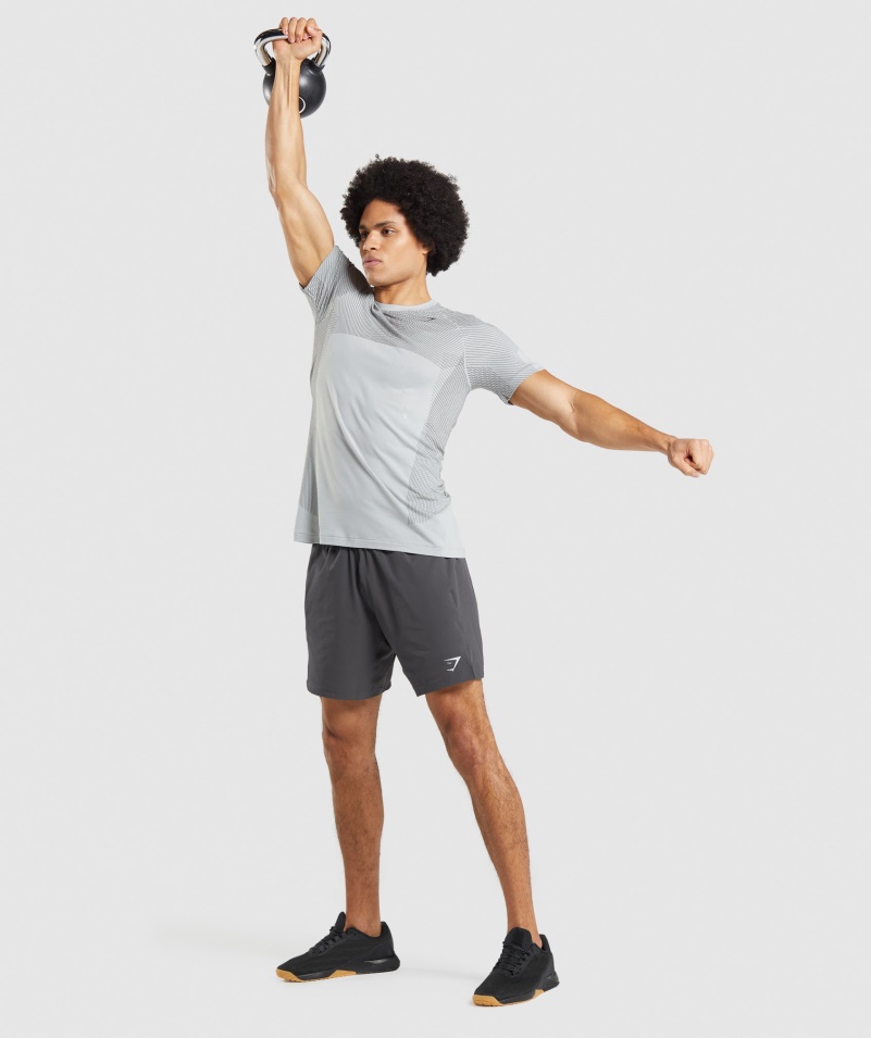 Gymshark Apex Bezšvové Tričko Svetlošedo-onyxovo šedé