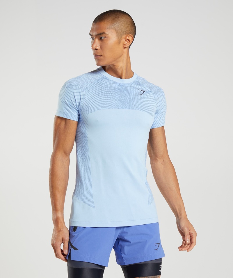 Gymshark Apex Bezšvové Tričko ľanové Modro-kurtové Modré