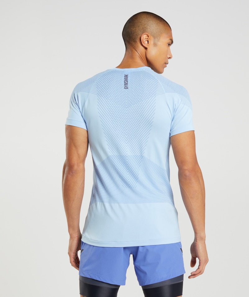 Gymshark Apex Bezšvové Tričko ľanové Modro-kurtové Modré