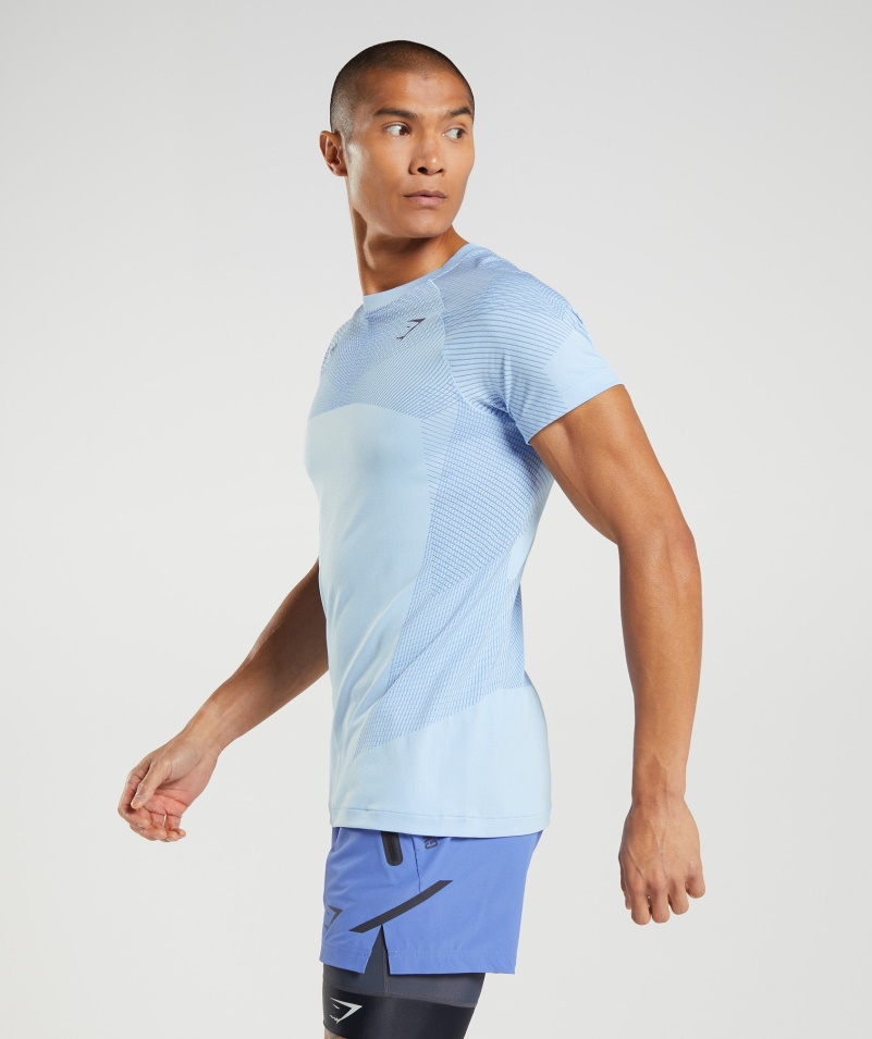 Gymshark Apex Bezšvové Tričko ľanové Modro-kurtové Modré
