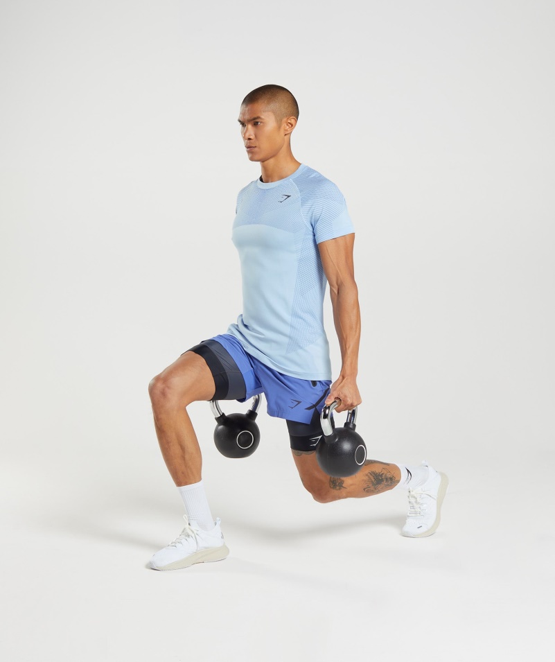 Gymshark Apex Bezšvové Tričko ľanové Modro-kurtové Modré