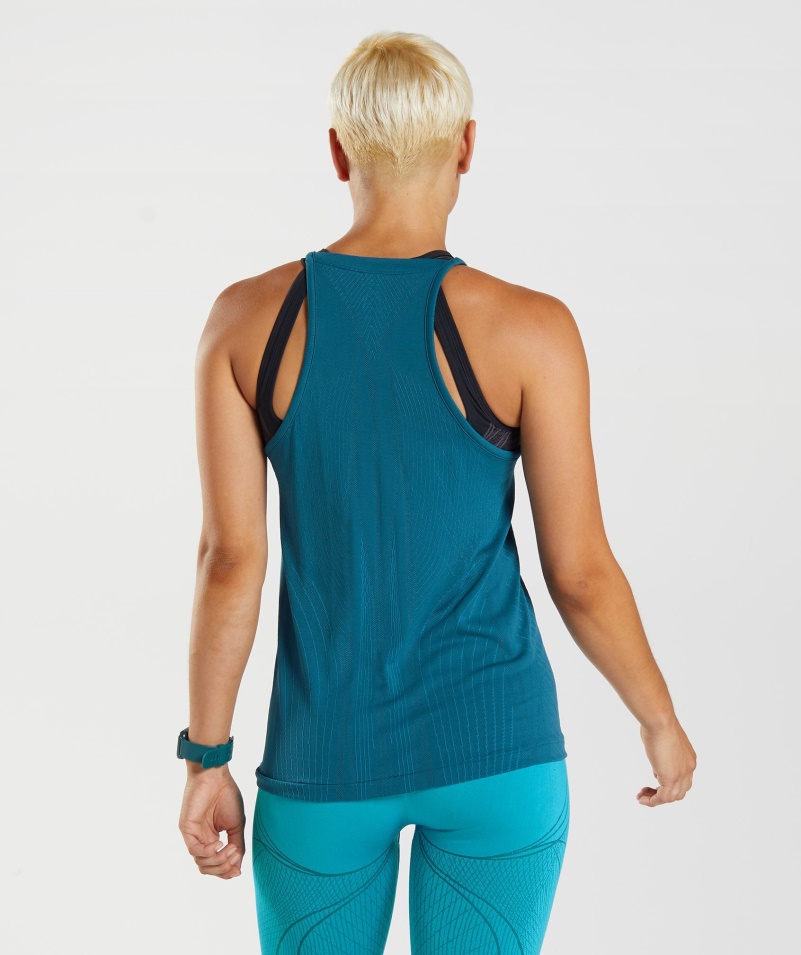 Gymshark Apex Bezšvové Tank Atlantic Blue-shark Blue