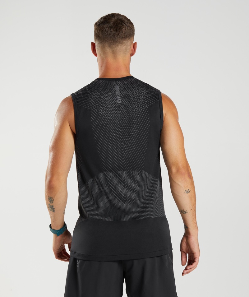 Gymshark Apex Bezšvové Tank čierno-silueta šedá