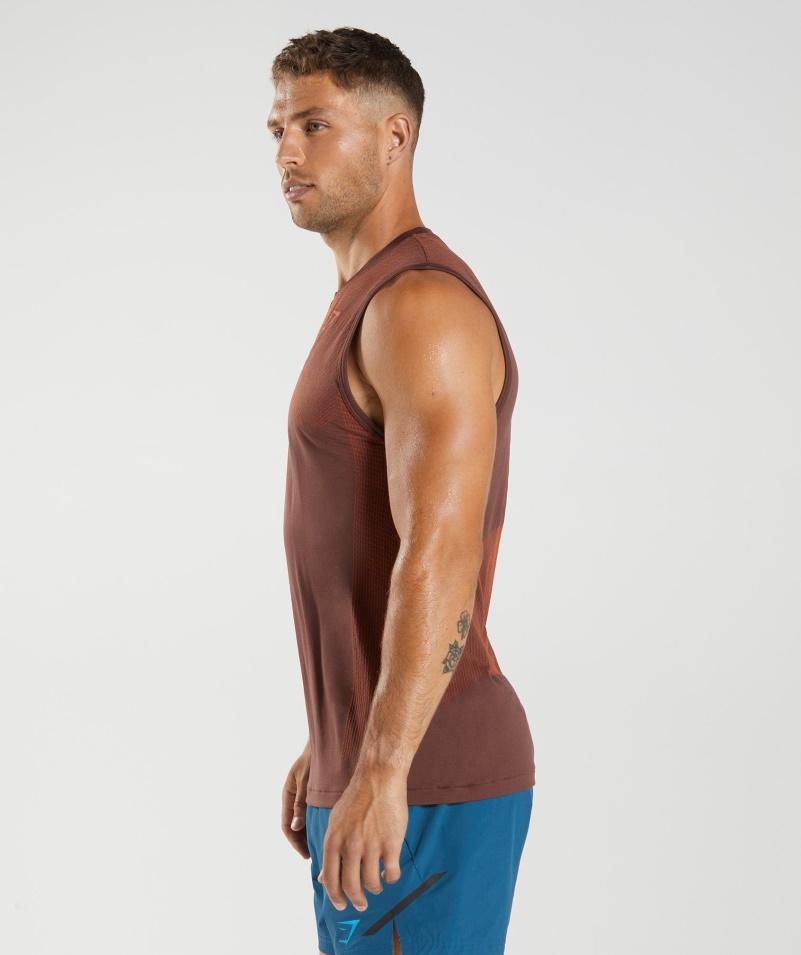 Gymshark Apex Bezšvové Tank čerešňovo Hnedo-paprikovo červené