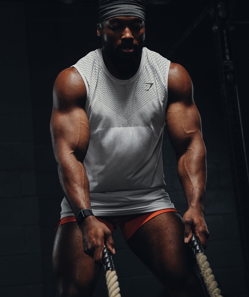 Gymshark Apex Bezšvové Tank Svetlošedo-onyxovo Sivý