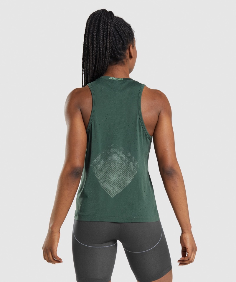 Gymshark Apex Bezšvový Tank Obsidián Zeleno-uhorkový Zelený
